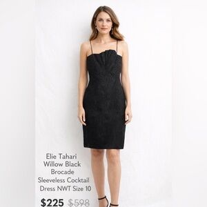 Elie Tahari Willow Black Brocade Sleeveless Cocktail Dress NWT Size 10